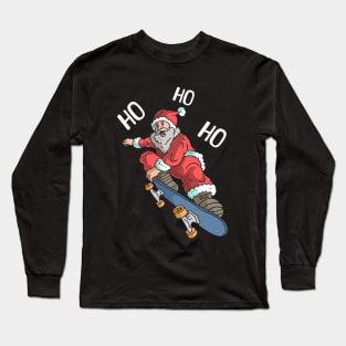 Funny Santa On A Skateboard Long Sleeve T-Shirt